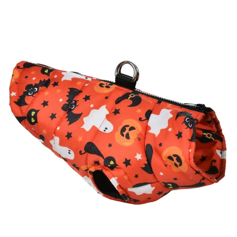 Veste Halloween Chien - Manteau Hiver Imprimé Citrouille Imperméable