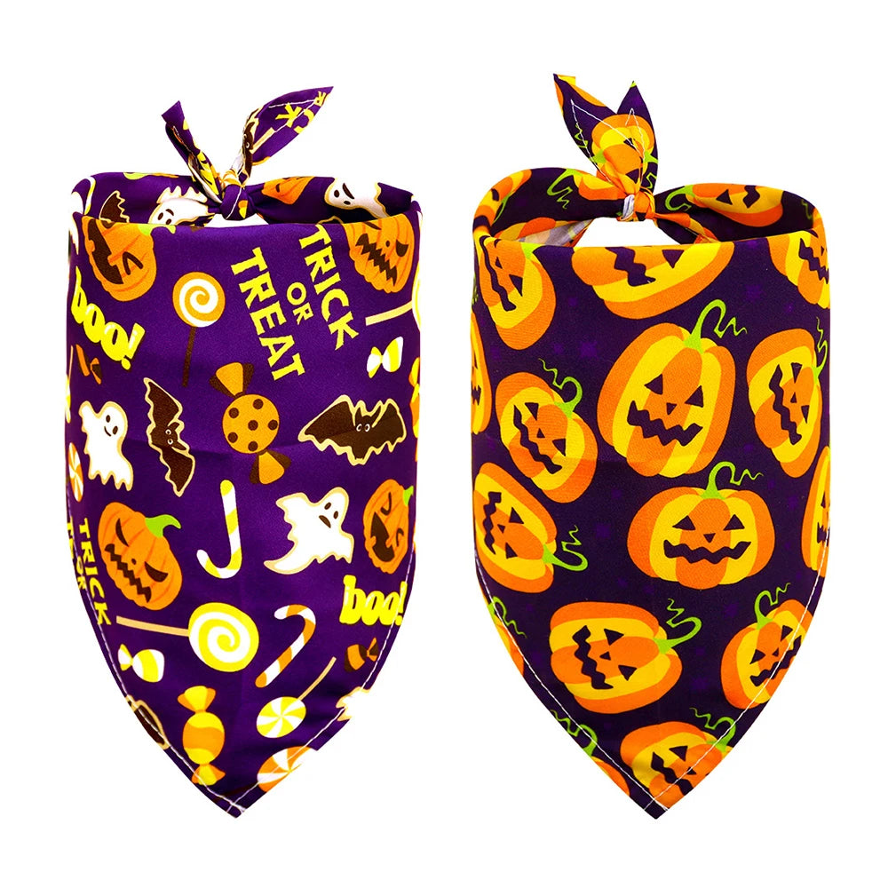 Bandana Halloween Chien Chat - Triangle Ajustable Imprimé Festif
