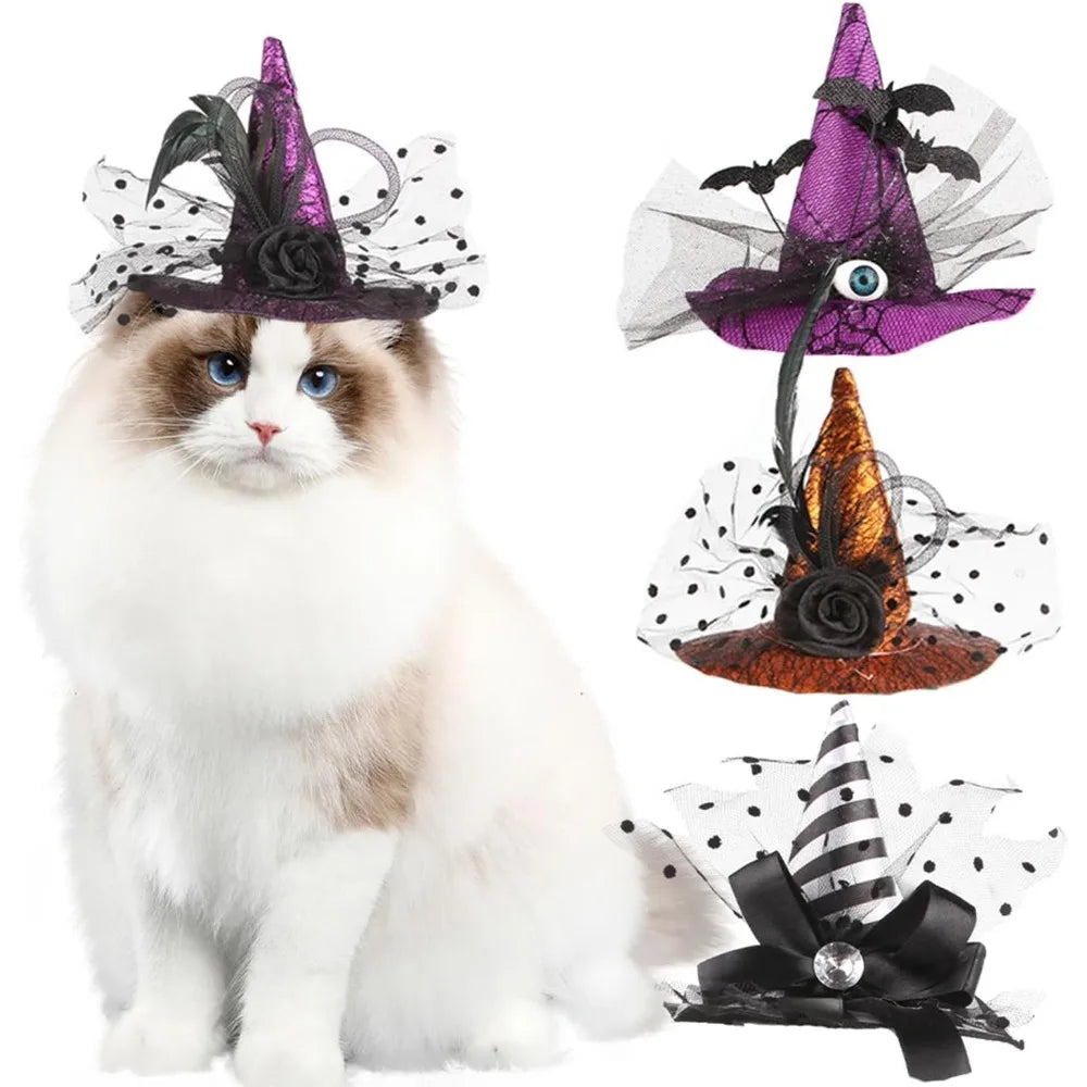 Chapeau Sorcière Halloween Chien Ajustable 3 Couleurs Léger