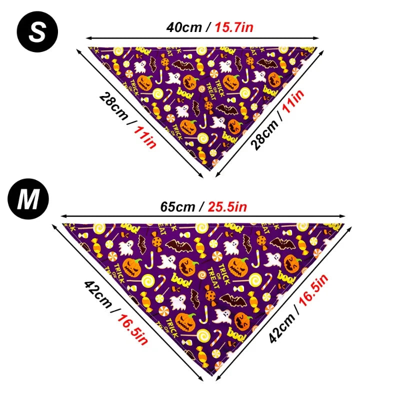Bandana Halloween Chien Chat - Triangle Ajustable Imprimé Festif